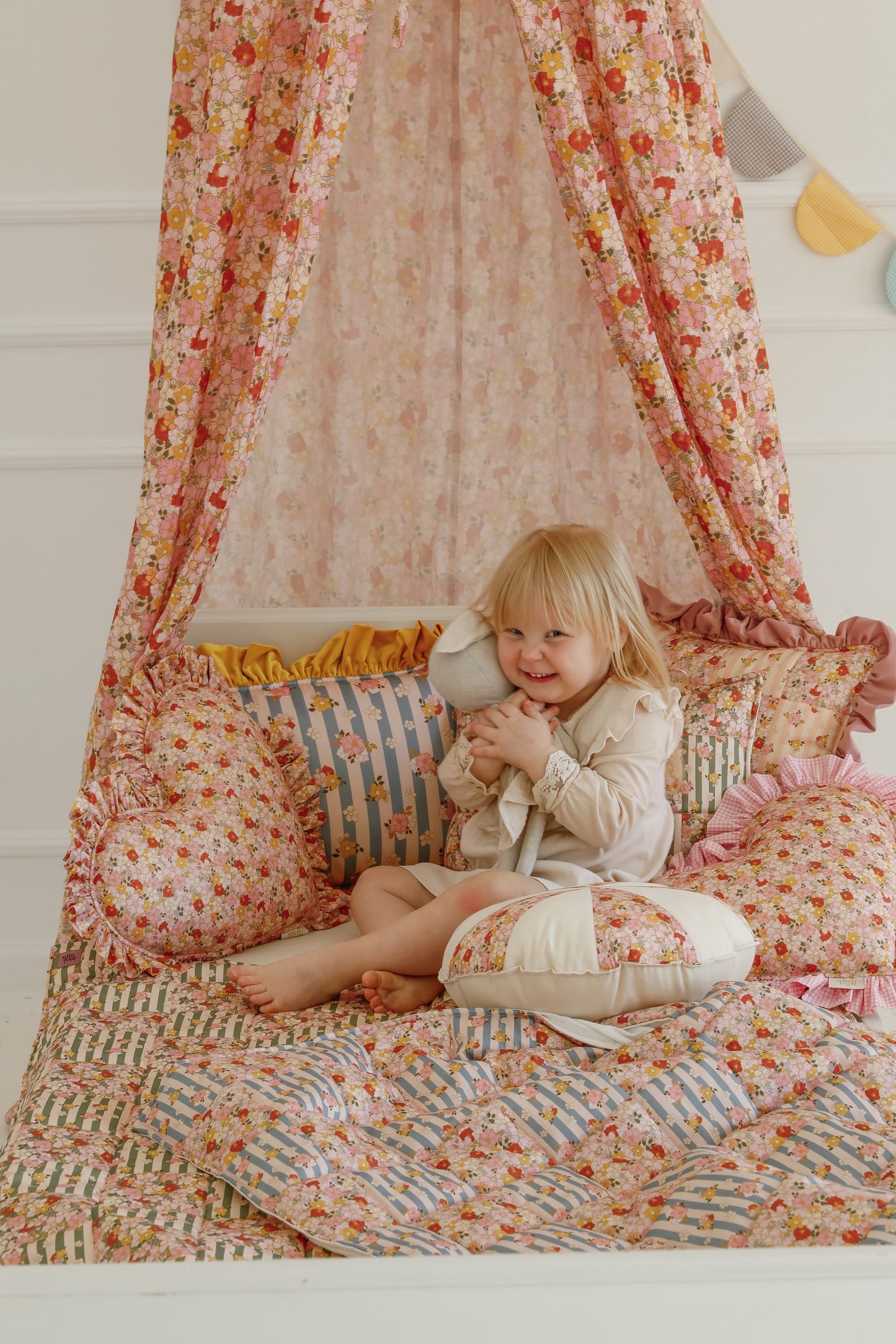Cotton Quilted Patchwork Blanket + Pillow Set Small - Green Garden