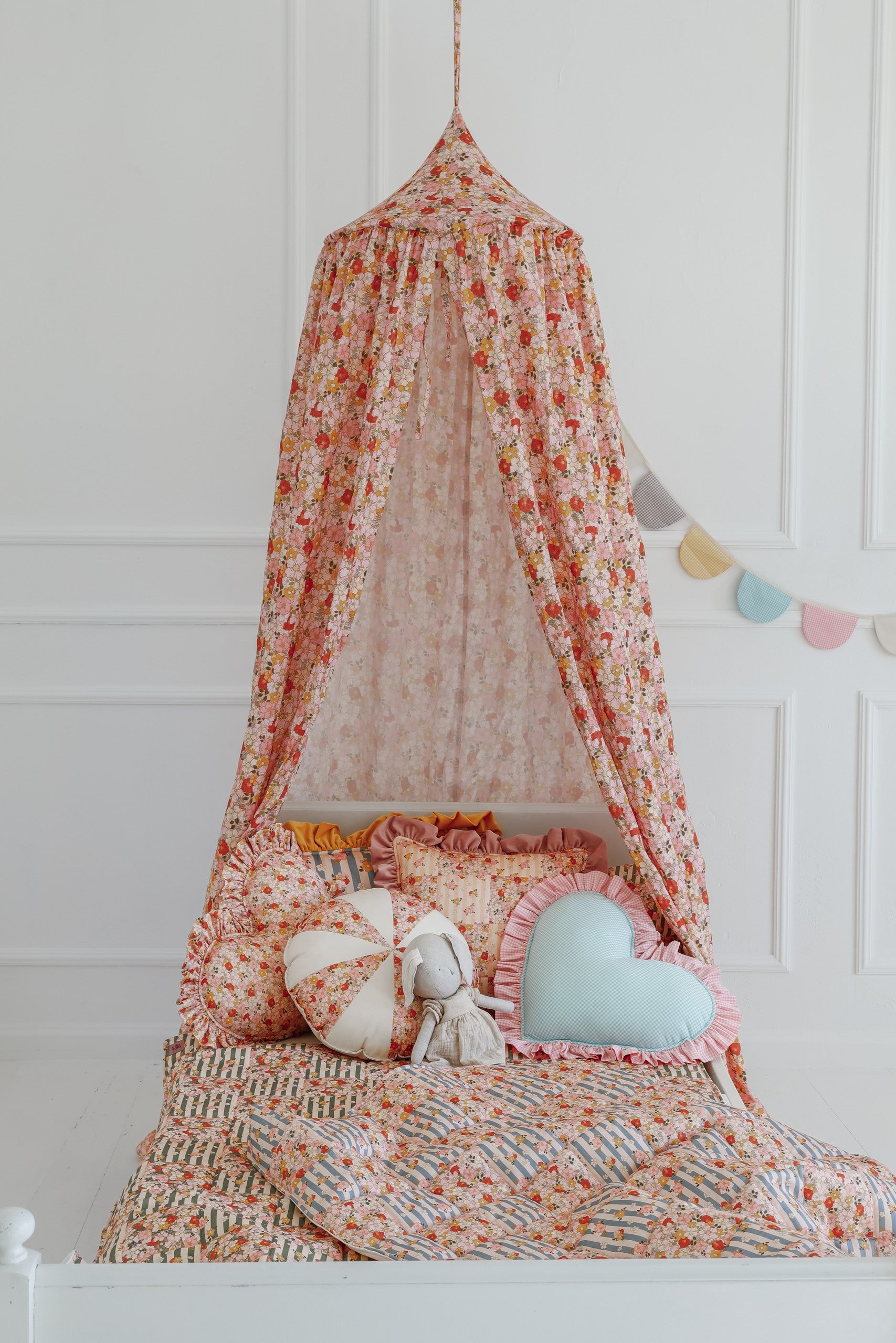 Cotton Quilted Patchwork Blanket + Pillow Set Small - Green Garden