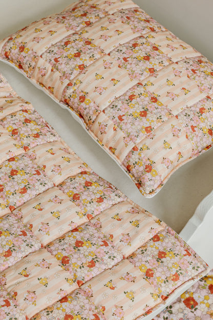 Cotton Quilted Patchwork Blanket + Pillow Set Large - Spring Garden