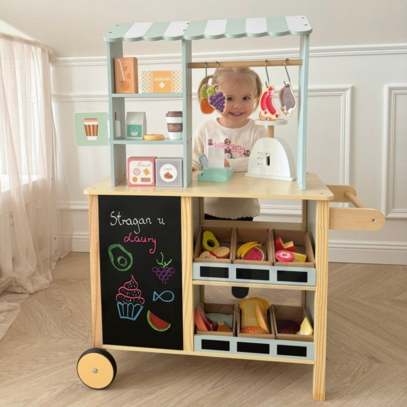 Large Multifunctional Wooden Food Truck Stand, 73 pcs