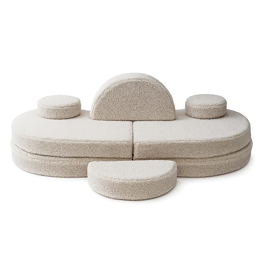 MeowBaby® Modular Sofa Coccolo for Kids – 6 Piece, Bearly Light Gray