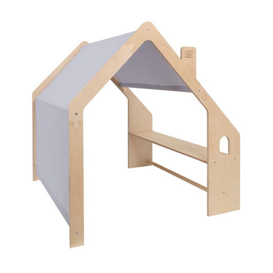 MeowBaby® White Wooden House for Kids - Blue Roof