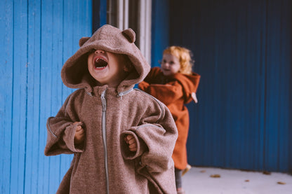 Merino Wool Car Poncho For Kids - Bear