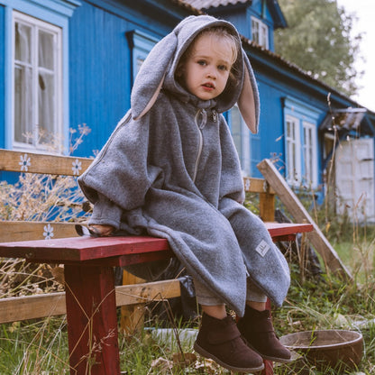 Merino Wool Car Poncho For Kids - Bunny