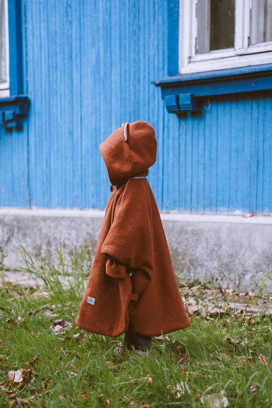 Merino Wool Car Poncho For Kids - Fox
