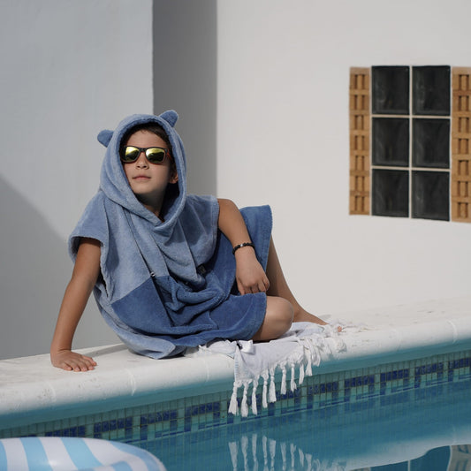 Surfbear Kids Bath Poncho - Blue