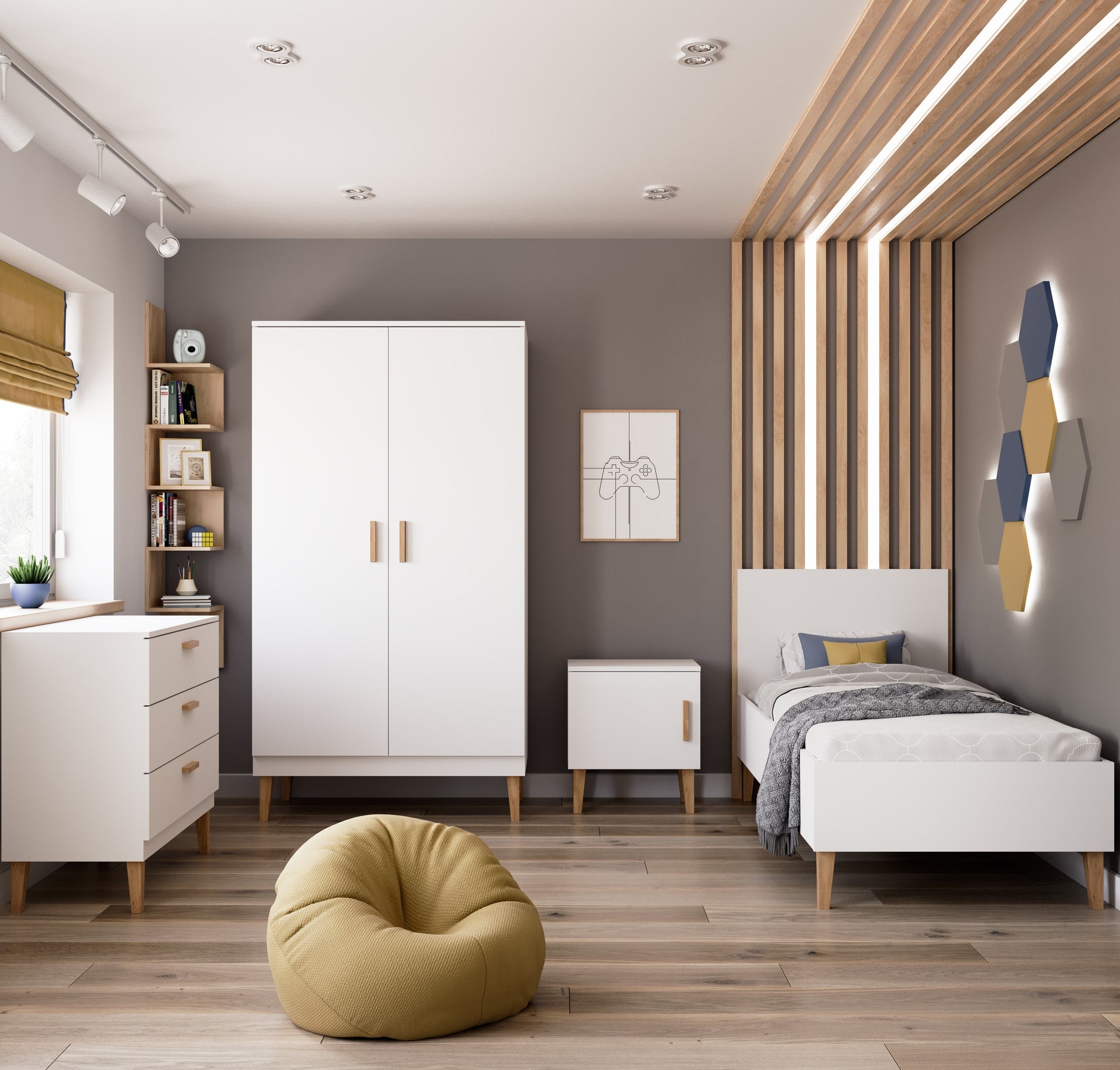 Wardrobe Kubi - White