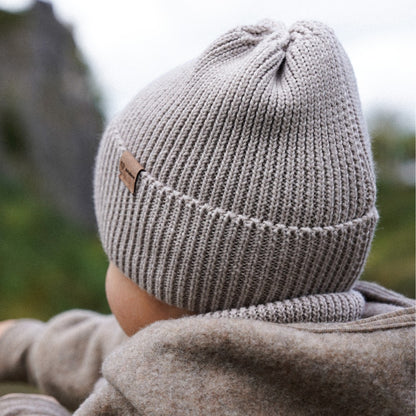 Winter Merino Wool Hat for Kids - Oat